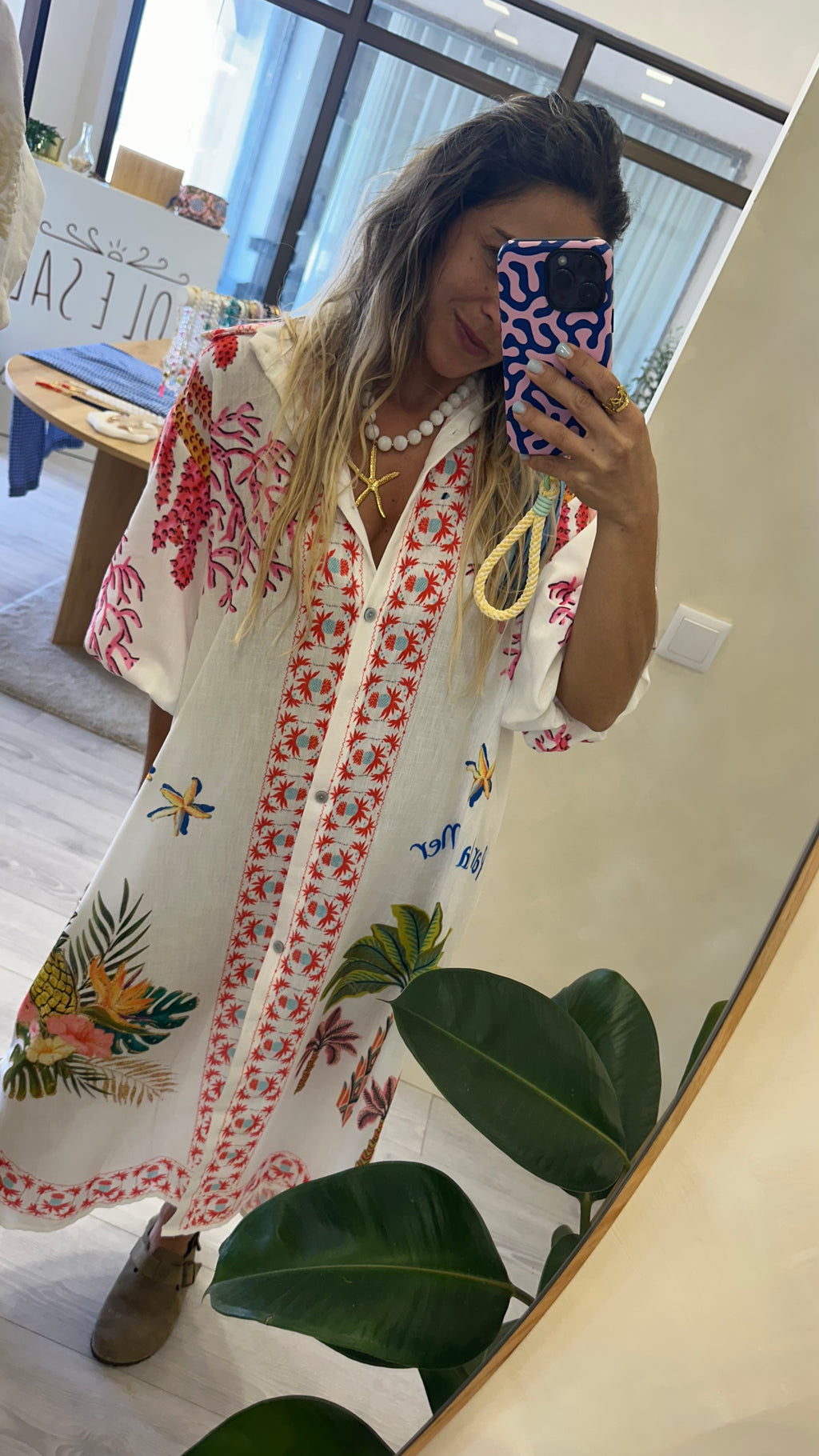 Vestido Camiseiro Coral
