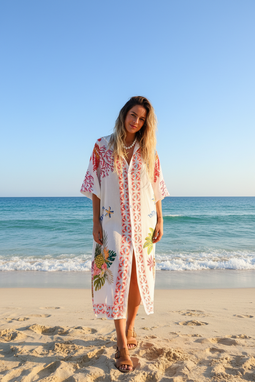 Vestido Camiseiro Coral