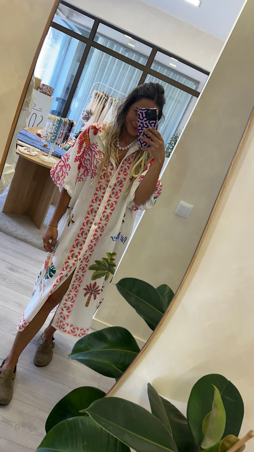 Vestido Camiseiro Coral